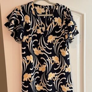 Ann Taylor Black and Yellow Floral Mini Dress